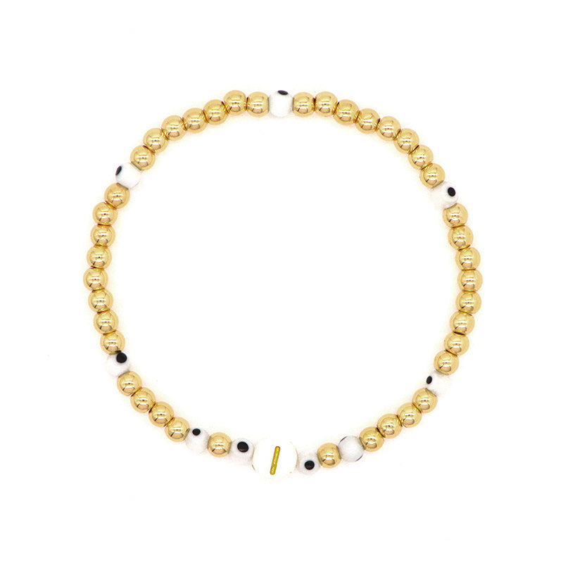 Manufacture Factory Custom OEM Wholesale Fashion Handmade 4mm Gold Plated Coloured Glaze Evil Eyes Beads Bracelet For Women Girl
