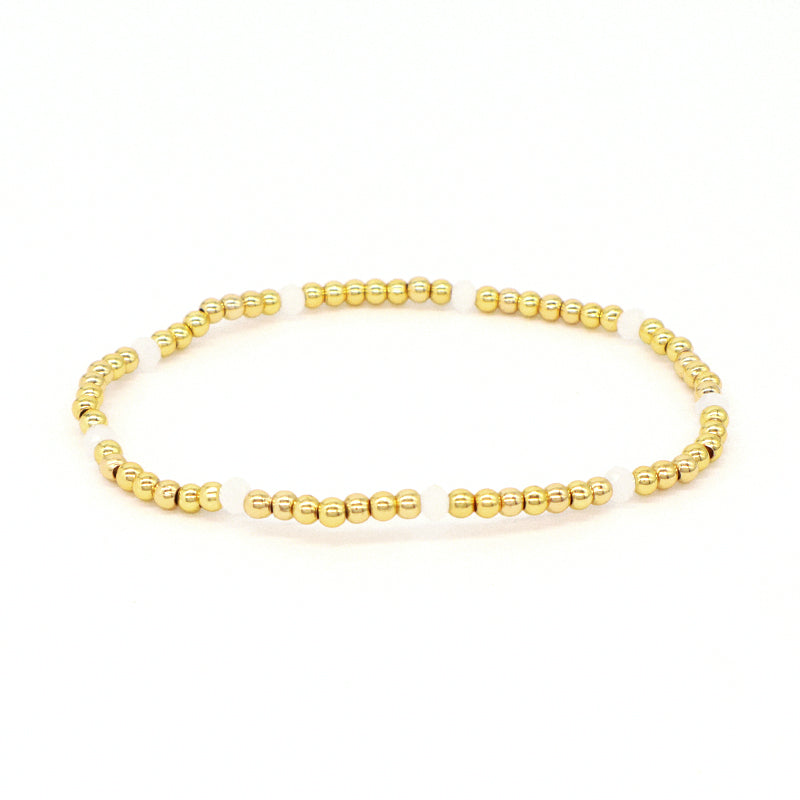 Hot Women Jewelry Fashion Wholesale Handmade Custom Gift Gold Plated Beaded Elastic 3mm Gemstone Natural Stone Beads Bracelet