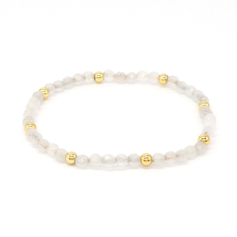 Custom 4mm Gold Plated Beaded Trendy Jewelry Handmade Elastic Gemstone Faceted Natural Stone Beads Bracelet For Women Gift