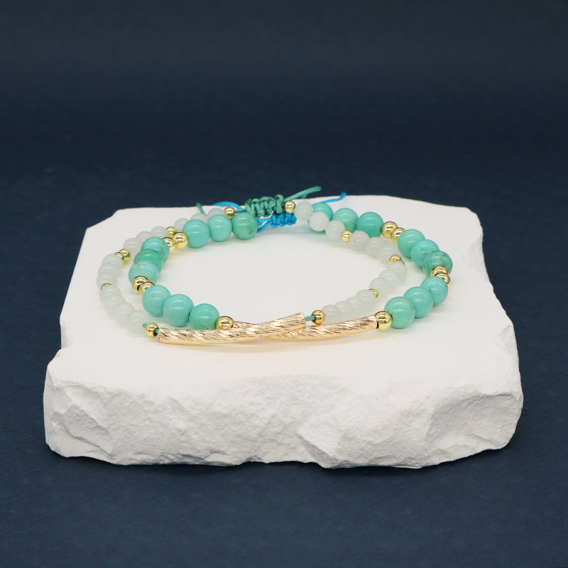 Custom Wholesale Women Gold Plated Brass Charm Jewelry Handmade Ajustable Gemstone Natural Stone Beads Woven Macrame Bracelet