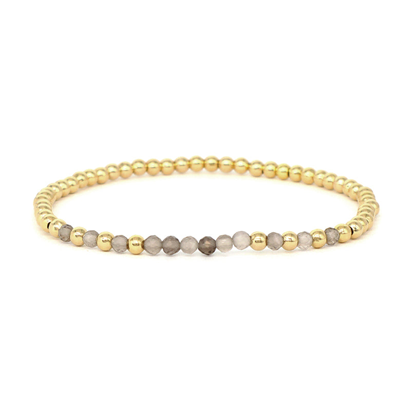 Handmade Custom 3mm Gold Plated Beaded Jewelry Elastic Yaga Healing Energy Faceted Natural Stone Beads Bracelet For Women Gift