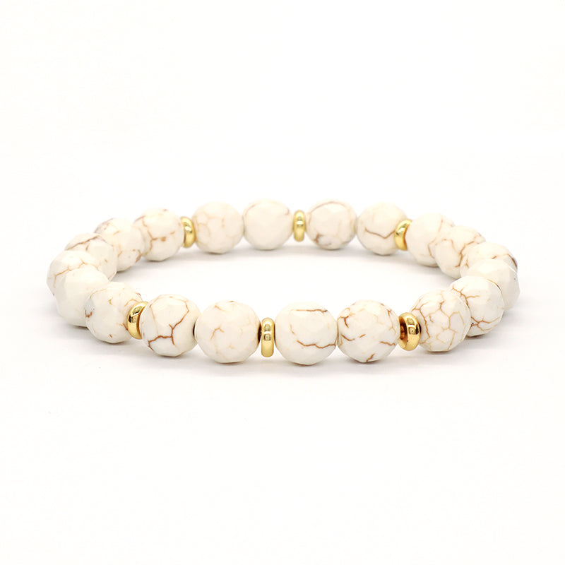 Manufacture Custom Handmade Women Wholesale Gold Plated Charm Jewelry OEM Elastic Healing Yoga 8mm Natural Stone Beaded Bracelet