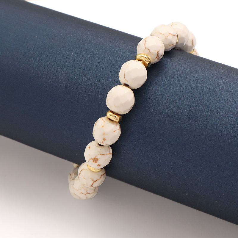 Manufacture Custom Handmade Women Wholesale Gold Plated Charm Jewelry OEM Elastic Healing Yoga 8mm Natural Stone Beaded Bracelet