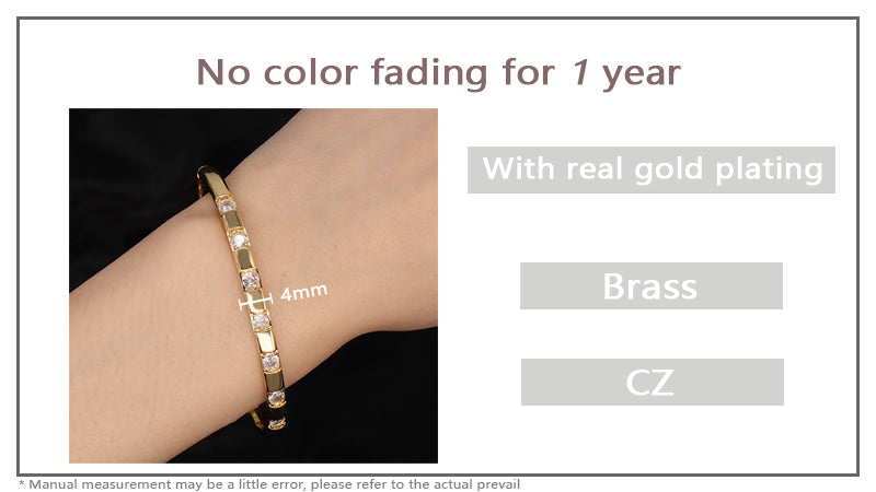 Good Quality Wholesale Fashion Women Gift China Factory Manufacture Gold Plated CZ Cuff Bangle Bracelet