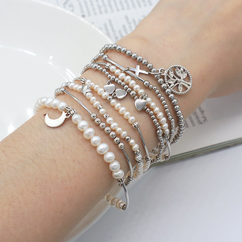 2022 trendy bracelet High quality natural fresh water pearl 925 sterling silver bracelets beaded bracelet