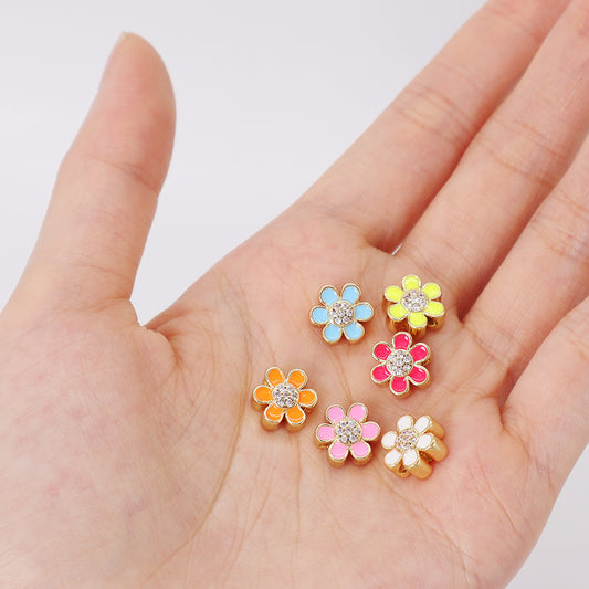 New Arrival Wholesale Customized China Factory Colorful Flower Charm Gold Plated Enamel Flower Charms For Jewelry Making