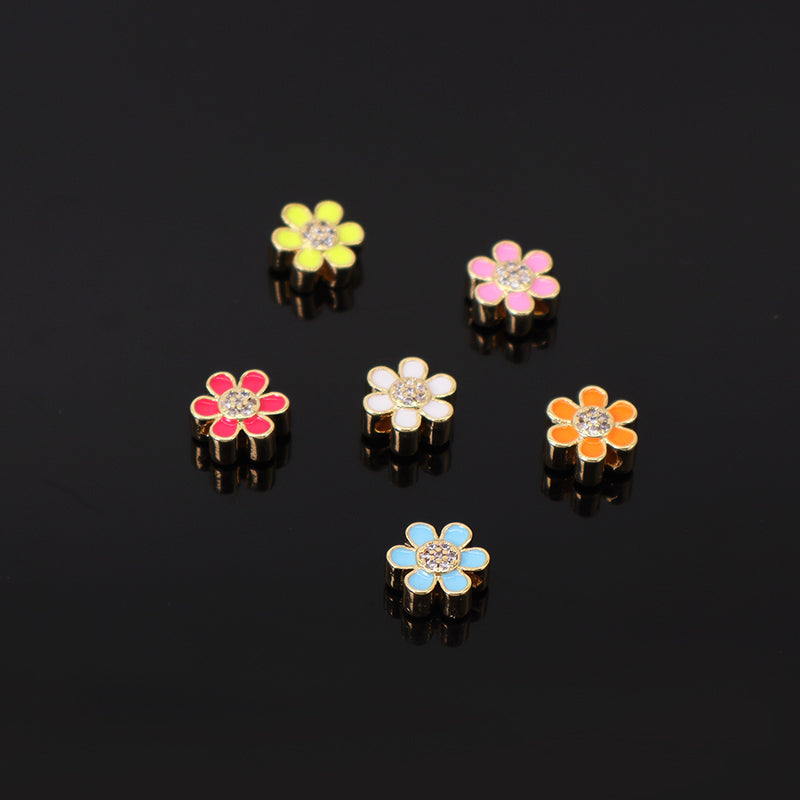 New Arrival Wholesale Customized China Factory Colorful Flower Charm Gold Plated Enamel Flower Charms For Jewelry Making