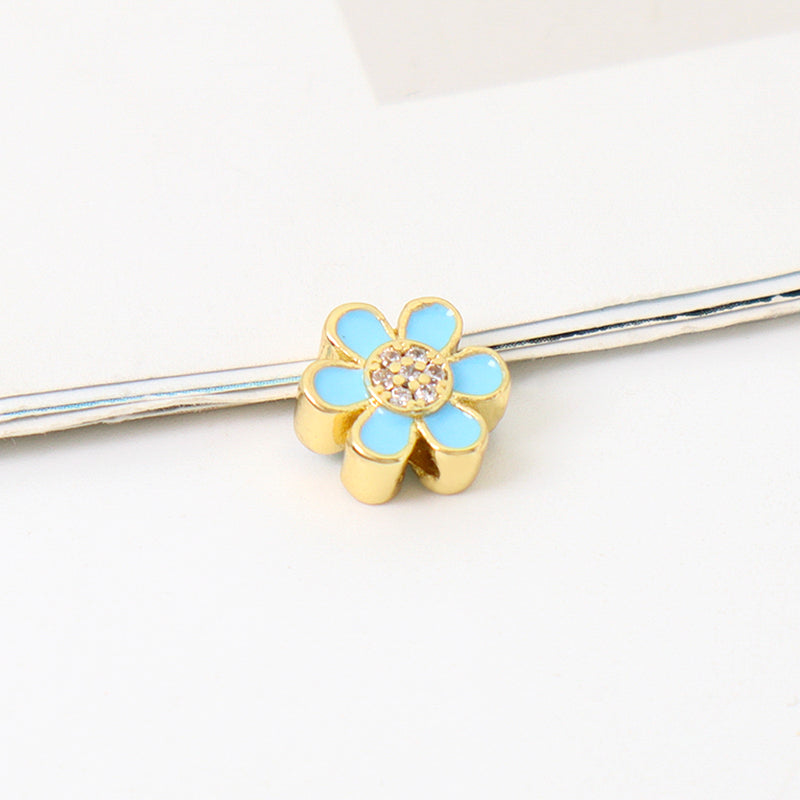 New Arrival Wholesale Customized China Factory Colorful Flower Charm Gold Plated Enamel Flower Charms For Jewelry Making
