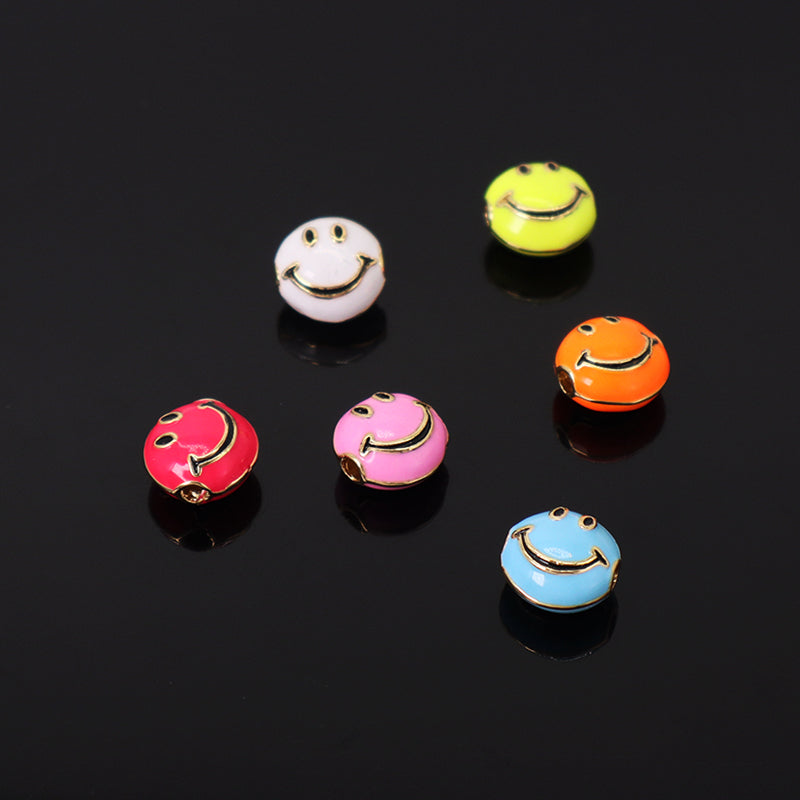 Wholesale Custom China Factory Colorful Cute Smile Charm Accessories Gold Plated Enamel Smiley Face Charms For Jewelry Making