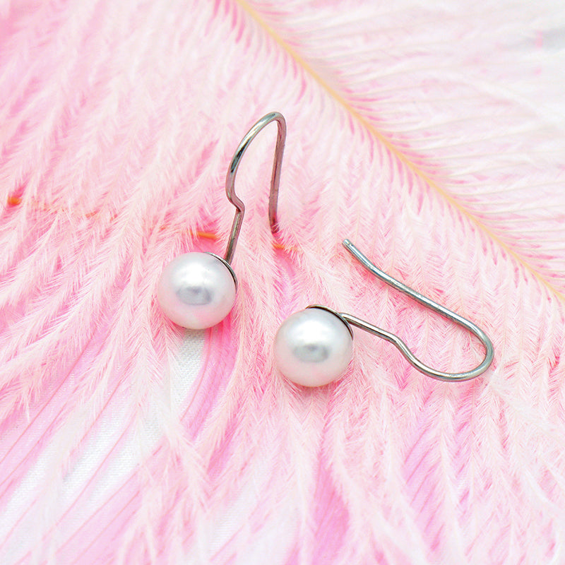 2021 Trendy high quality round 925 sterling silver fresh water pearl hoop earring