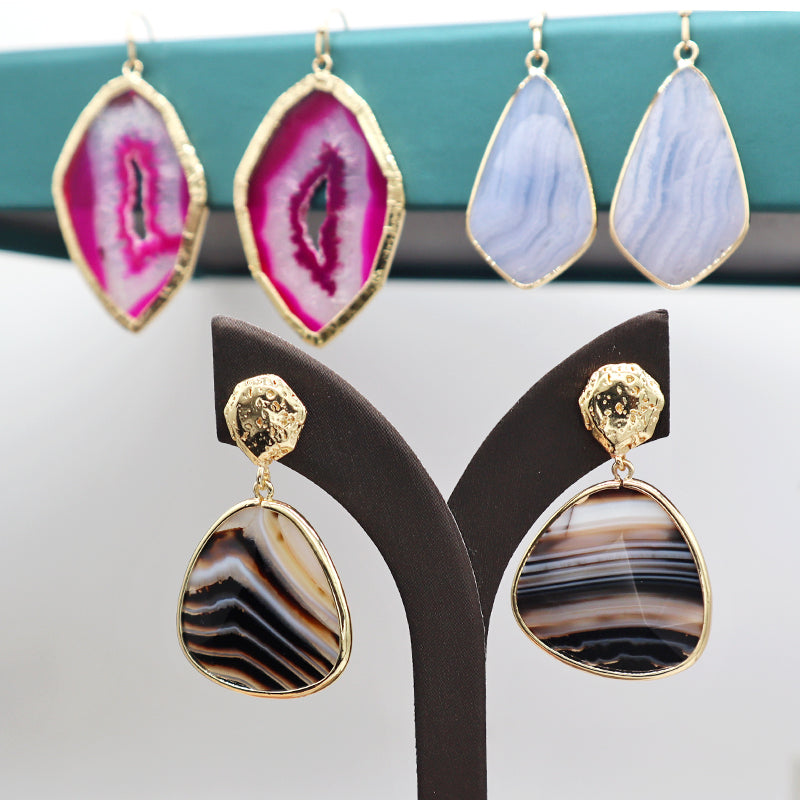 Summer natural stone color earrings