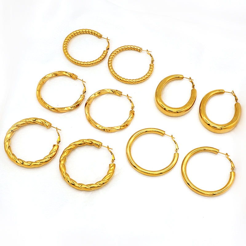 High Quality Europe standard punk jewelry 18k gold plated stainless steel earings women trendy jewelry 2021 chunky hoop earrings
