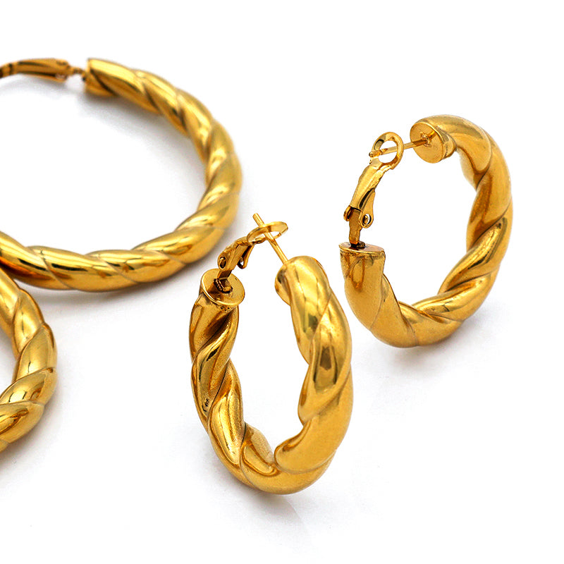 High Quality Europe standard punk jewelry 18k gold plated stainless steel earings women trendy jewelry 2021 chunky hoop earrings