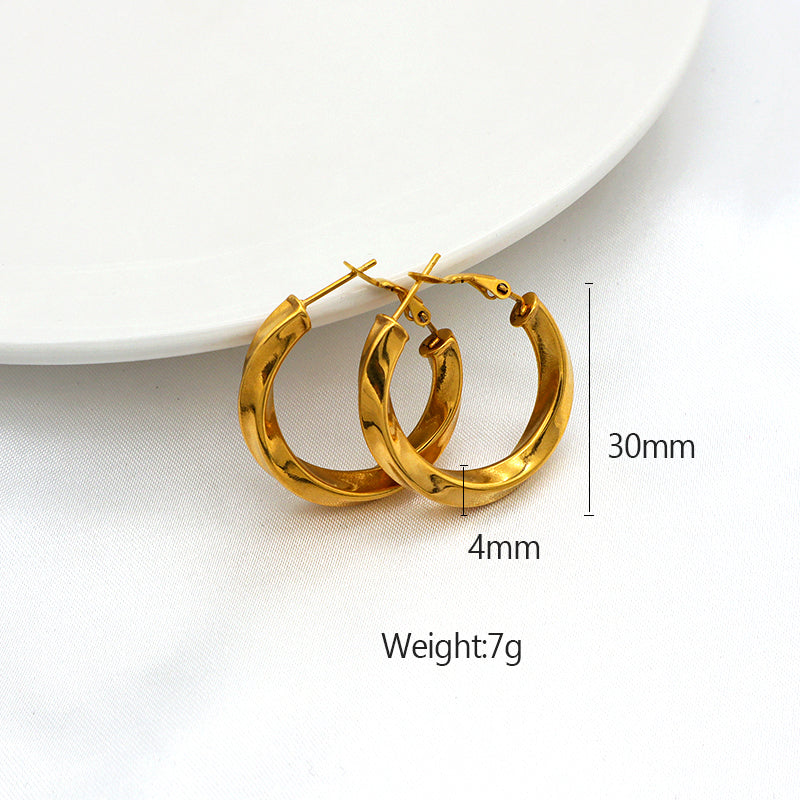 High Quality Trendy jewelry 2022 punk jewelry 18k gold plated stainless steel chunky hoops earrings