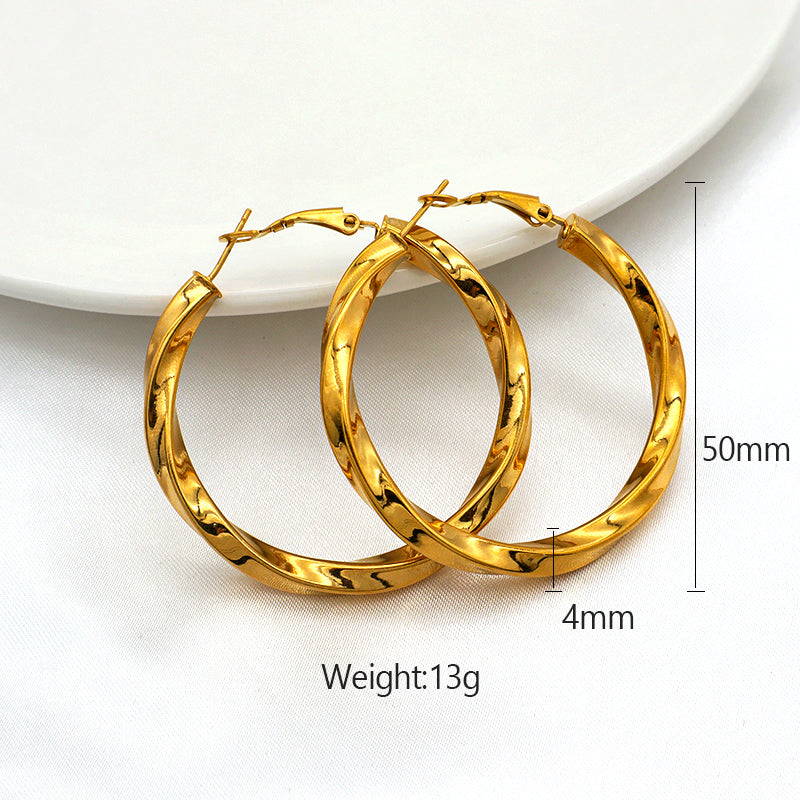 High Quality Trendy jewelry 2022 punk jewelry 18k gold plated stainless steel chunky hoops earrings