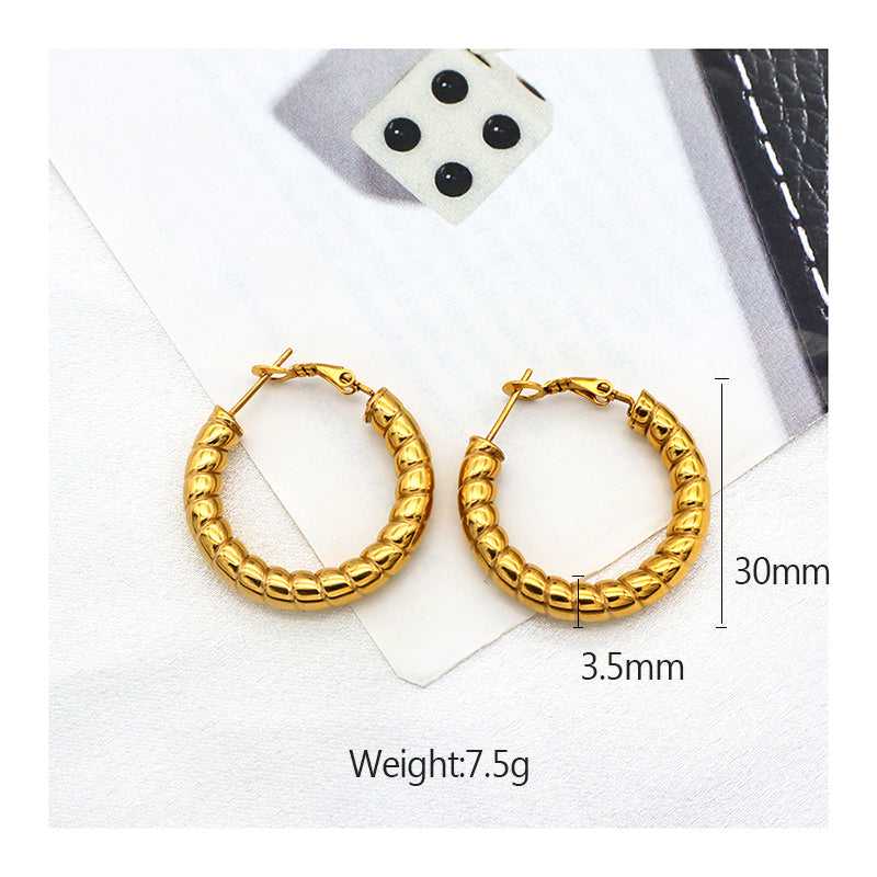 High quality 2022 trendy jewelry high quality 18K Gold plated earring women stainless steel chunky hoops earrings