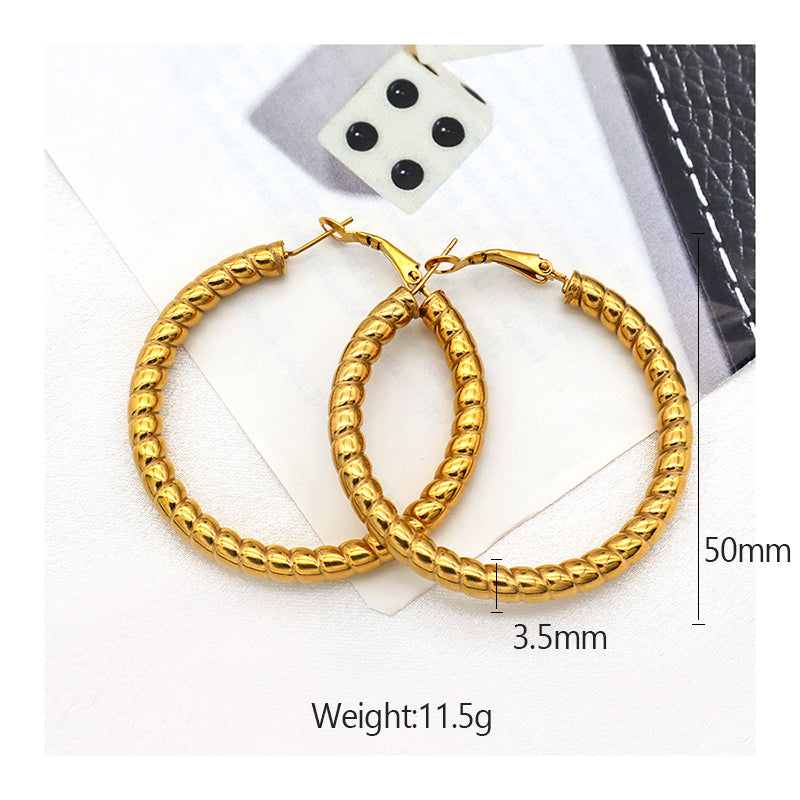 High quality 2022 trendy jewelry high quality 18K Gold plated earring women stainless steel chunky hoops earrings