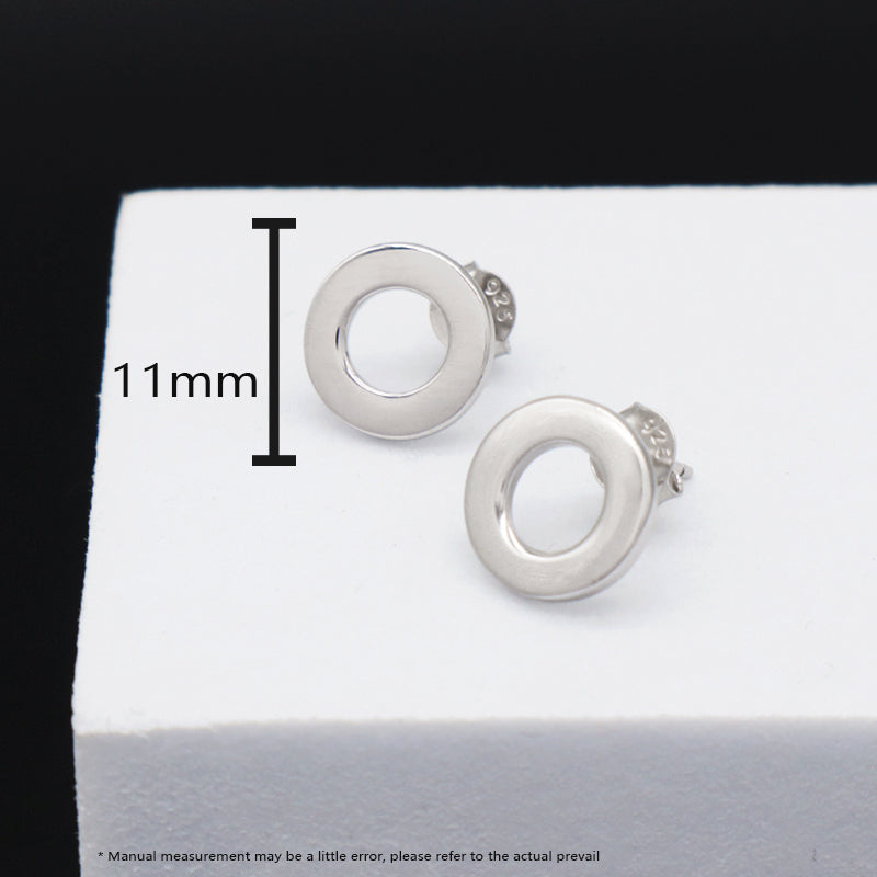 Custom Simple 925 Sterling Silver Studs Earring Rhodium Round Hollowed Out Sterling Silver 925 Earrings Stud For Women Jewelry