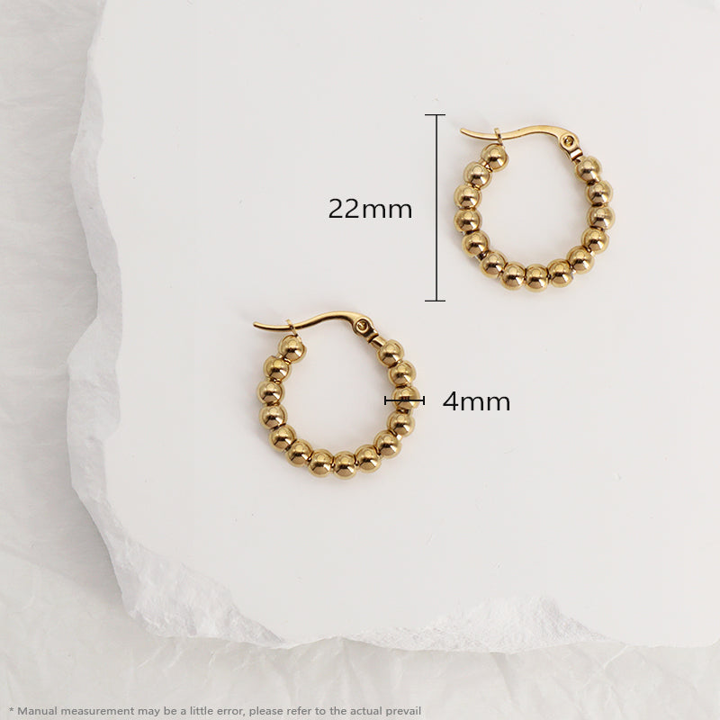 Fashionable Dainty Wholesale Gold Filled Huggie Hoop Earrings Jewelry Gold Plated Beads Stainless Steel Hoops Earrings For Women