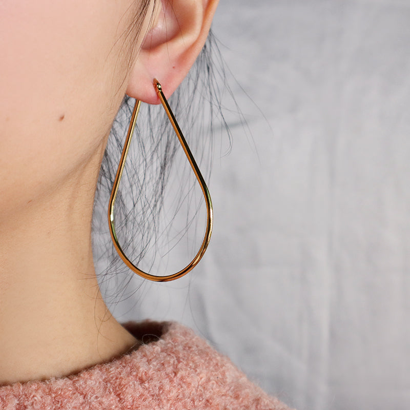 Fashion Women Customized Wholesale Huggie Hoop Earrings Jewelry Gold Plated Big Hoops Heart Waterdrop Stainless Steel Earrings