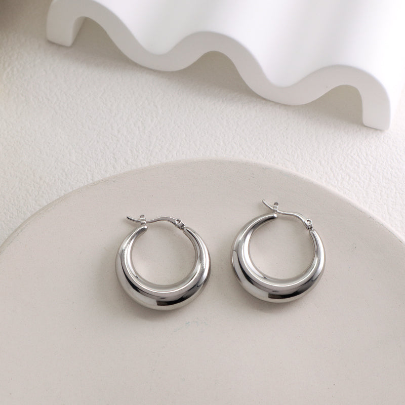 New Bulk Sale Factory Custom Fashion Hoop Earrings Jewelry No Tarnish Stainless Steel Huggie Chunky Earrings For Women Gift