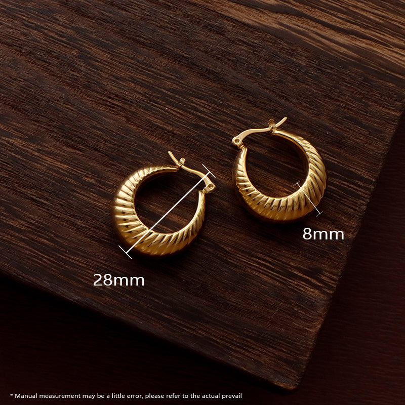 Hot Selling Manufacture Wholesale Factory Custom Chunky Earring Gold Plated Stainless Steel Gold Fill Hoop Earrings For Women