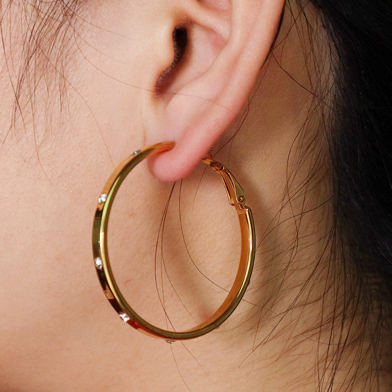 New Arrival Manufacture Wholesale Factory Customized Gold Filled Earring Gold Plating CZ Stainless Steel Hoop Earrings For Women