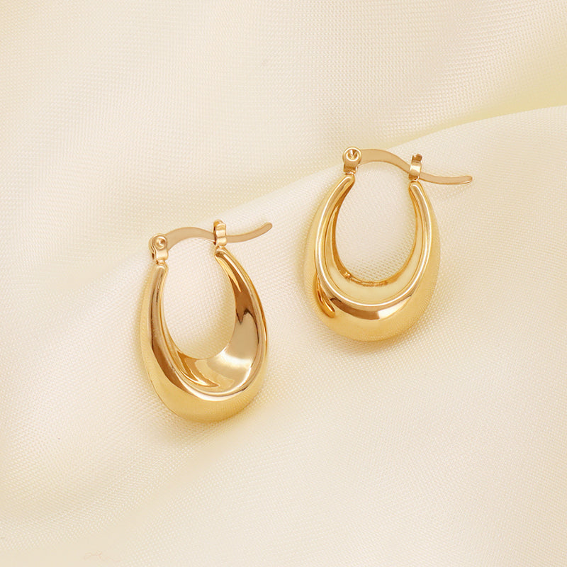 Good Quality Elegant Wholesale Custom Gift Chunky U Shape Hoops Earrings Gold Plated Stainless Steel Earrings For Women Jewelry