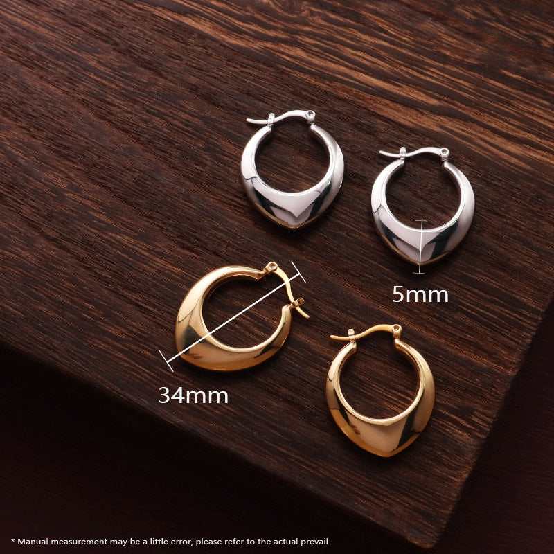 High End Minimal Elegant Wholesale Custom Earring Jewelry Gold Plated Stainless Steel Chunky Thick Loop Hoops Earrings For Women