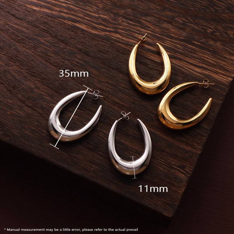 Wholesale Classic Fashion Custom Fashion Earring Jewelry Gold Plated Stainless Steel Chunky Hollowed Hoops Earrings For Women