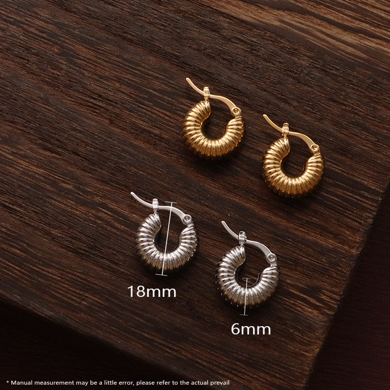 New Design Women Earring Hoops Wholesale Custom Fashion Women Jewelry Gift Gold Plated Stainless Steel Chunky Hoops Earrings