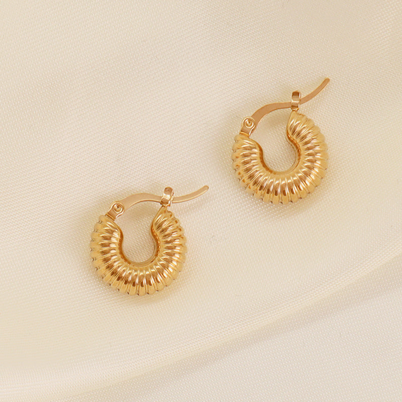 New Design Women Earring Hoops Wholesale Custom Fashion Women Jewelry Gift Gold Plated Stainless Steel Chunky Hoops Earrings