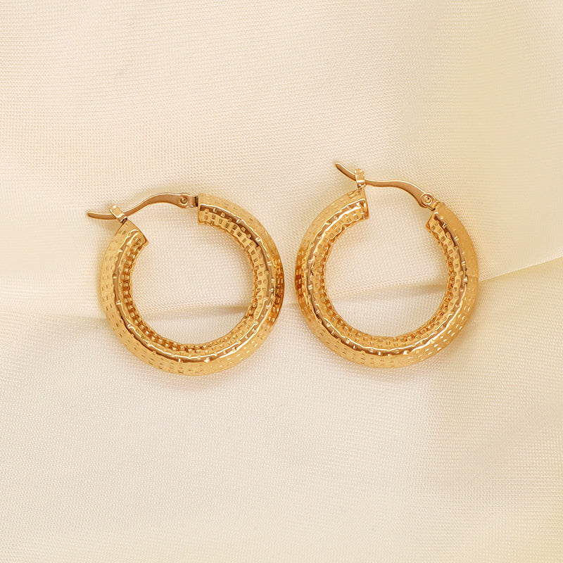 Classic Design Wholesale Custom Women Gift Trendy Chunky Hollow Large Earring Jewelry Gold Plated Stainless Steel Hoops Earrings