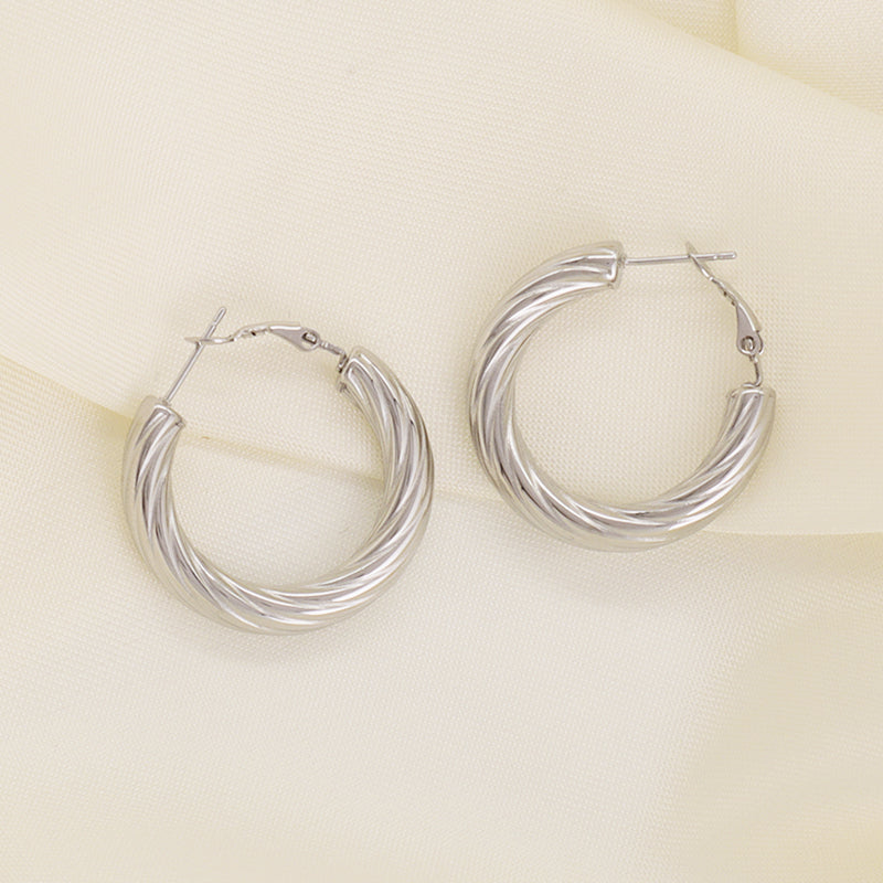 Trendy Women Gift Jewelry Wholesale Custom Twist Earring Hoops Gold Plated Stainless Steel Chunky Hollowed Large Hoops Earrings