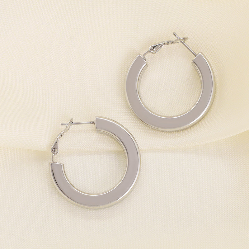 Simple Fashion Design Custom Huggies Earring Hoop Women Jewelry Gold Plated Stainless Steel Chunky Hollowed Large Hoops Earrings