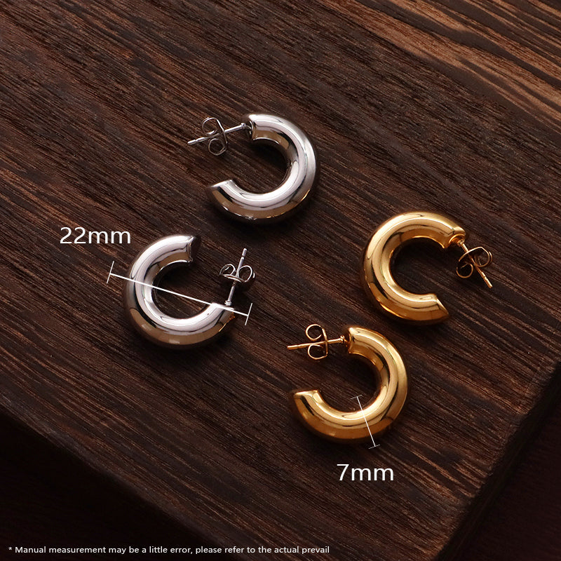 Good Quality Fashion Design Custom Earring Gold Plated Stainless Steel Chunky Large Hoops Earrings For Women Jewelry