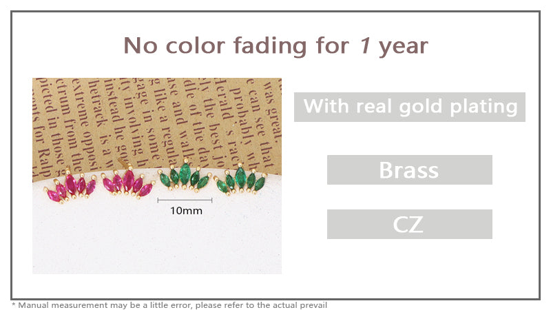 Wholesale Fashionable Customized Dainty Stud Earrings Jewelry Gold Plated Plum Green CZ Earrings Stud For Women Gift