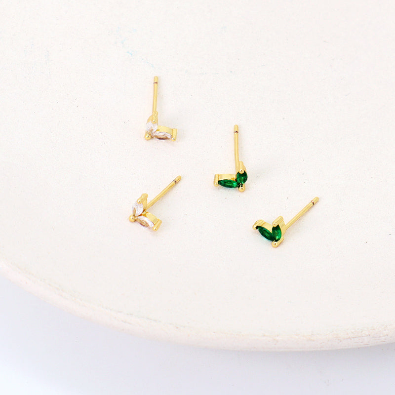 China Factory Manufacture Wholesale Fashionable Custom Dainty Stud Earrings Gold Plated CZ Earrings Stud For Jewelry Making