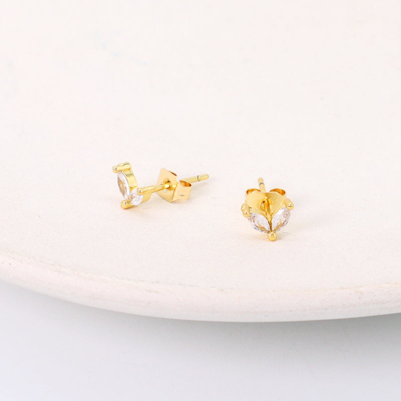 China Factory Manufacture Wholesale Fashionable Custom Dainty Stud Earrings Gold Plated CZ Earrings Stud For Jewelry Making