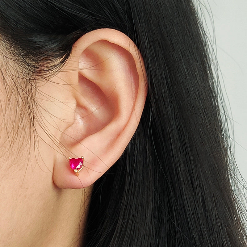 Wholesale China Factory Fashion Custom Dainty Heart Shape Earrings Stud Gold Plated CZ Love Heart Stud Earrings For Women