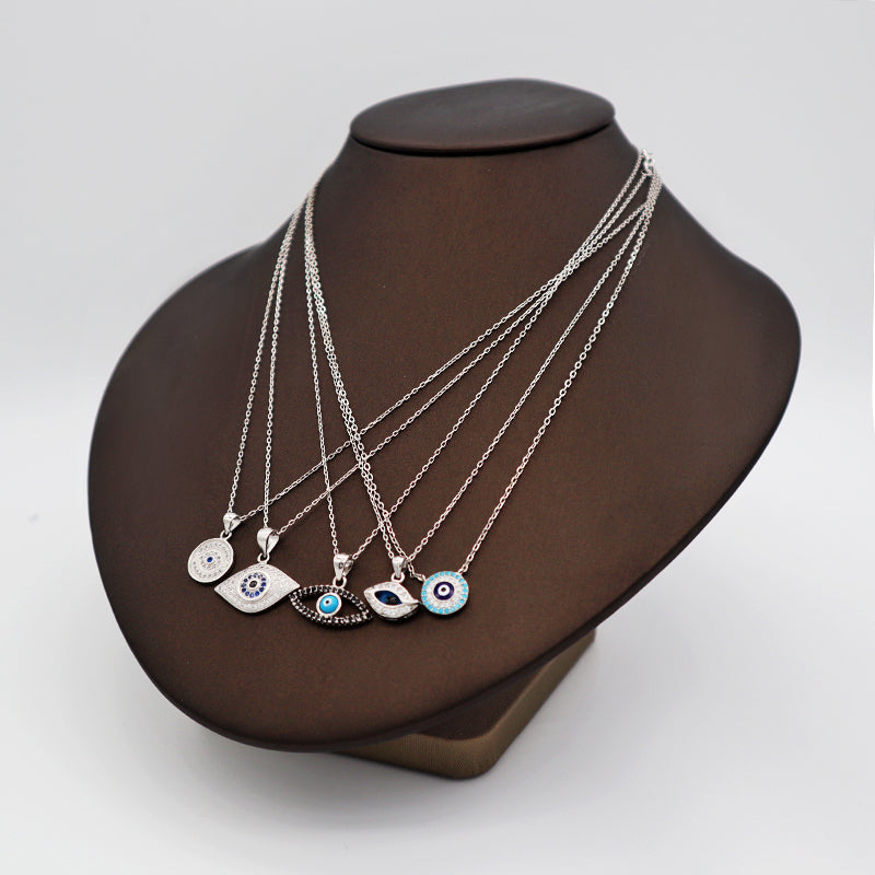 Custom jewelry 925 sterling silver Turkish eye charm pendant evil eyes necklace