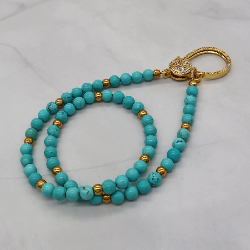 Fashion Women Jewelry necklace OEM Factory Manufacture Green natural stone round beads turquoise necklace