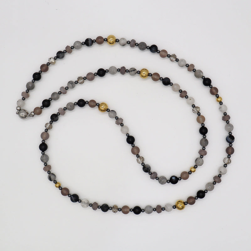Fast Delivery Fashionable OEM Factory Manufacture natural stone with stainless steel beads and magnetic closure necklace