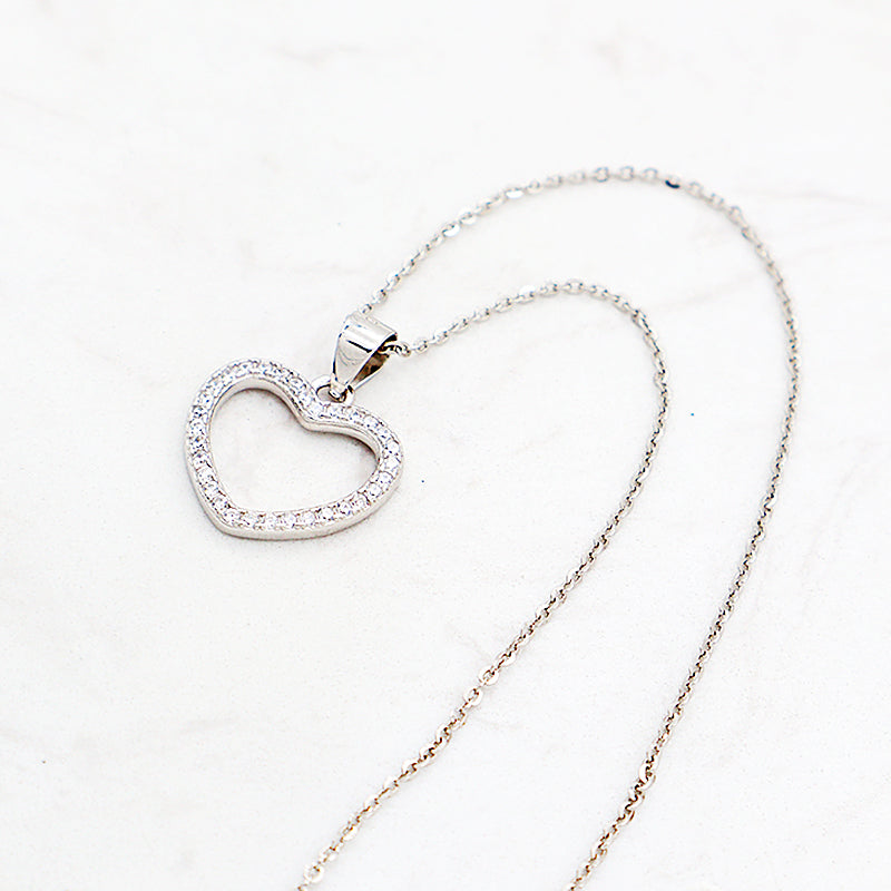 Good quality OEM Factory Custom Manufacture Fashion Ladies heart shape pendant charm jewelry crystal sterling silver 925 jewellery necklace