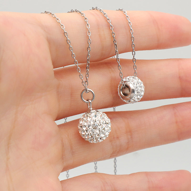Wholesale OEM Factory Manufacture fashion women jewelry 925 sterling silver crystal charm necklace set Handmade DIY clay crysal pave beads pendant necklace