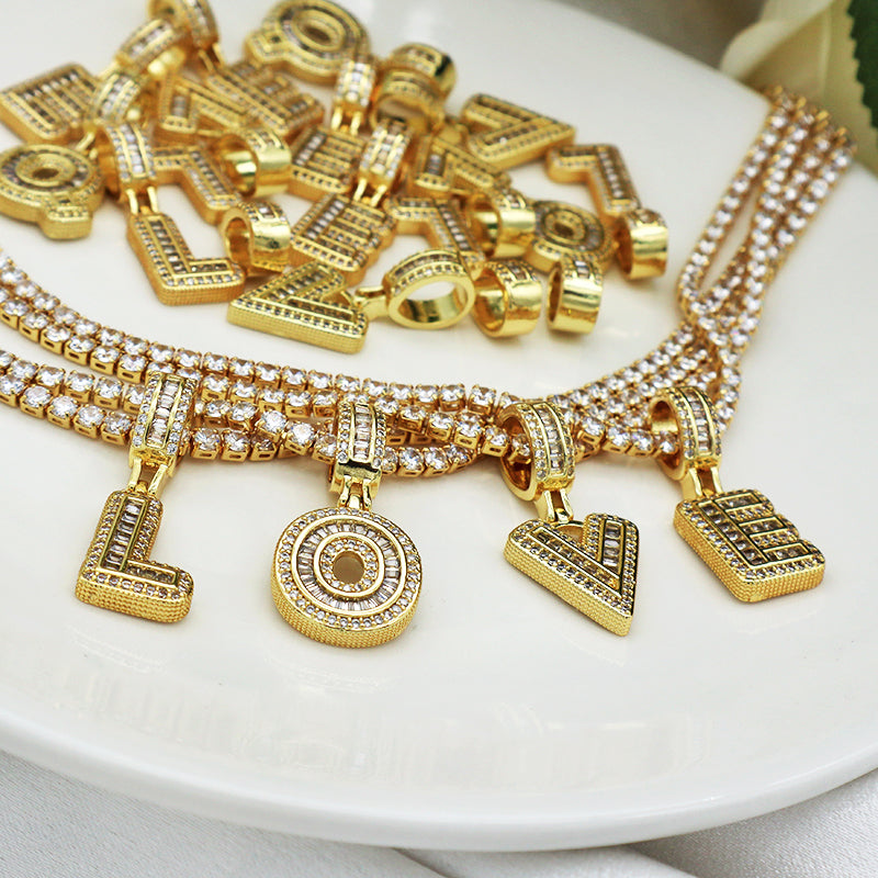trendy jewelry 2021 women hip hop gold plated initial letter pendant necklaces