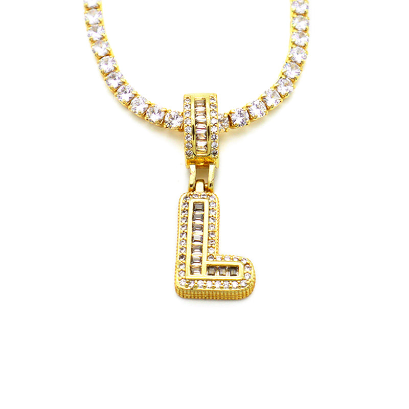 trendy jewelry 2021 women hip hop gold plated initial letter pendant necklaces