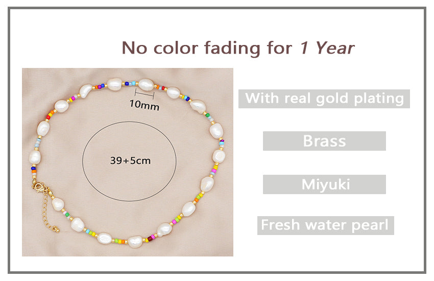 Wholesale 2022 Custom Ajustable Colorful Miyuki Seed beads Choker Necklace OEM Factory Manufacture Handmade Freshwater Pearl Necklace for Jewelry Making