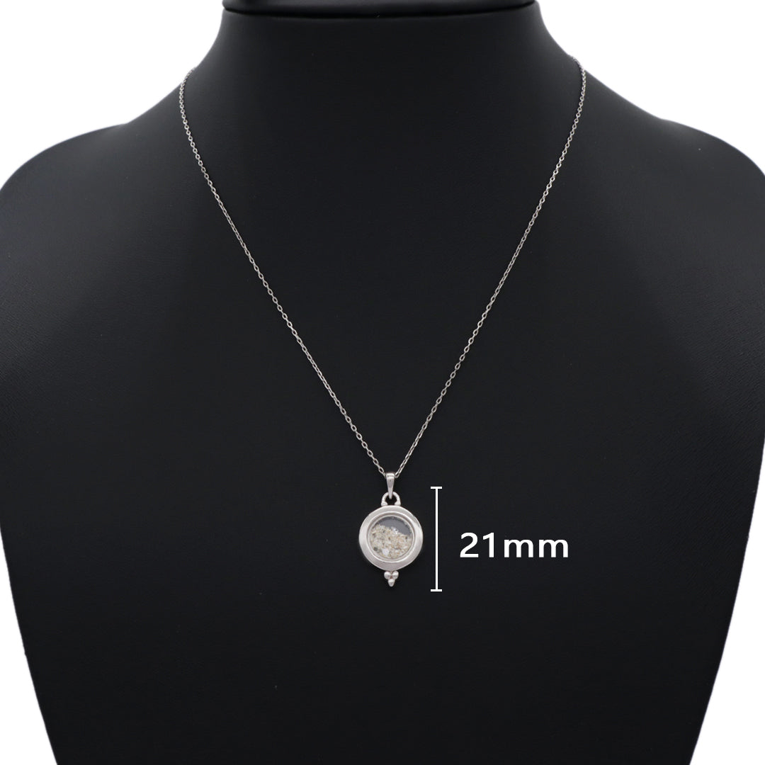 Custom Wholesale Good Quality New Fashion Manufacture China Factory Women Round Glass Mirror CZ Rhodium Plated 925 Sterling Silver Pendant Necklace