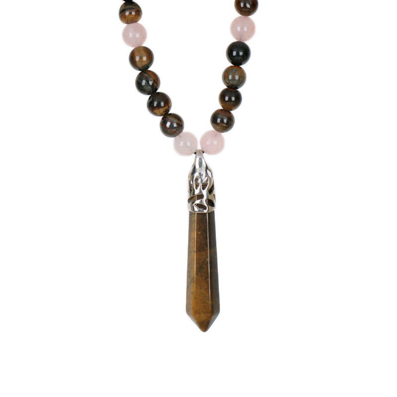 Wholesale Ajustable Woven Cord 8mm Natural Stone Beads OEM Handmade Customized Hexagon Pendant Macrame Necklace For Men Women